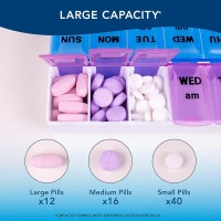 MEDICINE ORGANIZER, Weekly AM/PM Pill Organizer Box – 14 Slot Medicine Storage Case with Day & Time Labels, BPA-Free Plastic Travel Pill/Vitamin Container (Mon–Sun)(2694)
