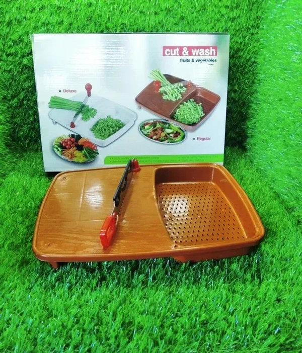 CUT N WASH Cut N Wash Box and tray used in all kinds of household kitchen purposes for cutting and washing within of fruits and vegetables. (1205)