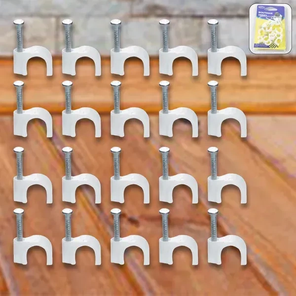20PCS CABLE CLIP, Wire Wall Clips, Plastic Cable Clips Round Wire Pins with Steel Nail    (2340)     - Pack of 20