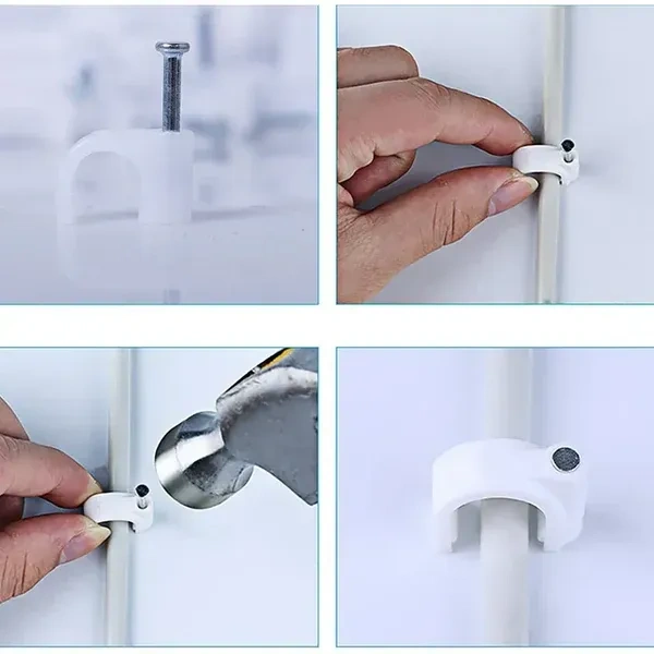 20PCS CABLE CLIP, Wire Wall Clips, Plastic Cable Clips Round Wire Pins with Steel Nail    (2340)     - Pack of 20