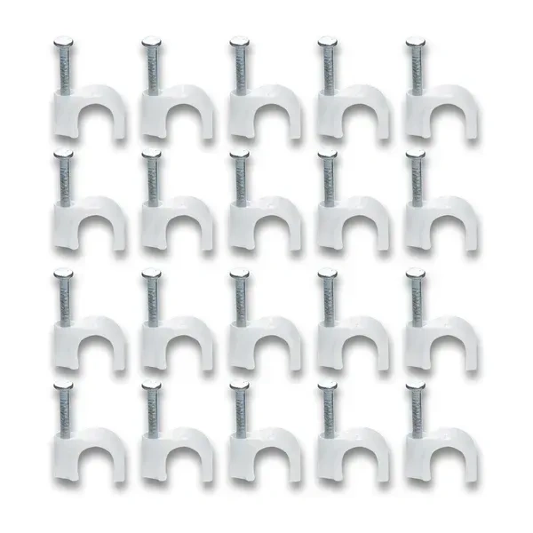20PCS CABLE CLIP, Wire Wall Clips, Plastic Cable Clips Round Wire Pins with Steel Nail    (2340)     - Pack of 20