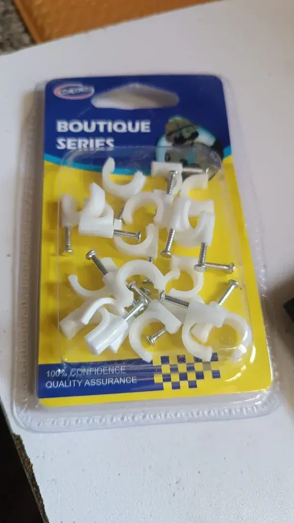 20PCS CABLE CLIP, Wire Wall Clips, Plastic Cable Clips Round Wire Pins with Steel Nail    (2340)     - Pack of 20