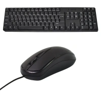 WIRED KEYBORD N MOUSE, Wired USB Keyboard & Mouse Combo Set (107 Keys) – Full Size Ergonomic Keyboard with Optical Mouse, Plug & Play for PC, Laptop, Office & Home (2 Pc Set)(2978)