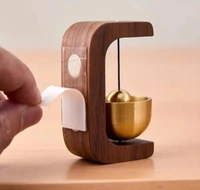 WOODEN ZEN BELL, Zen Desk Wooden Meditation Bell with Brass Bowl – 7 cm Magnetic Design, Natural Wood & Gold for Mindfulness & Home Decor(2630)