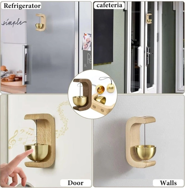 WOODEN ZEN BELL, Zen Desk Wooden Meditation Bell with Brass Bowl – 7 cm Magnetic Design, Natural Wood & Gold for Mindfulness & Home Decor(2630)