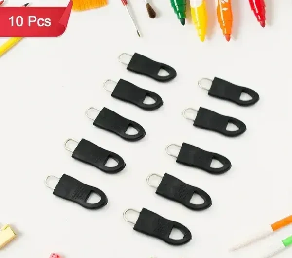 10PCS ZIPPER PULL TAB, Zipper Pull Tab Zipper Tags Cord Pulls Zipper Extension Zip Fixer for Luggage Suitcase Backpack Jacket Bags Style Metal Zipper Head Zip Fixer Tags Handbag Backpack Plastic (10 Pc)(2455)