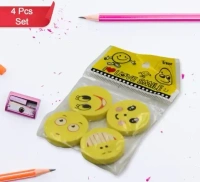 4PCS SMILE ERASER SET, 4PCS Smile Eraser Set – Fun & Efficient Erasing for Kids & Students (1434)