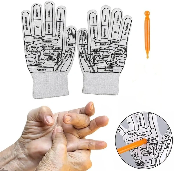 ACCUPRESSURE MASSAGER GLOVES,  Acupressure Massage Gloves – Pain Relief & Relaxation for Hands(2151)