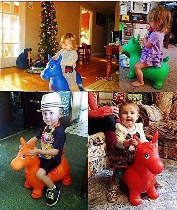 HOP ANIMAL, Animal Shape Jumping Horse Hopper Toy for Kids | Inflatable Bouncing Ride-On Toy (Multicolour)