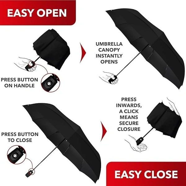 AUTOMATIC UMBRELLA,Mini Folding Windproof & Compact Umbrella, Portable 3 Fold Umbrella, Automatic Open Close for Rain and Sun Protection,Umbrellas for rain,Windproof Umberalla Large for Man,Women-Mix Color (1068)       - Black