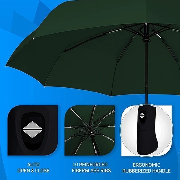 AUTOMATIC UMBRELLA,Mini Folding Windproof & Compact Umbrella, Portable 3 Fold Umbrella, Automatic Open Close for Rain and Sun Protection,Umbrellas for rain,Windproof Umberalla Large for Man,Women-Mix Color (1068)       - Deep Fir