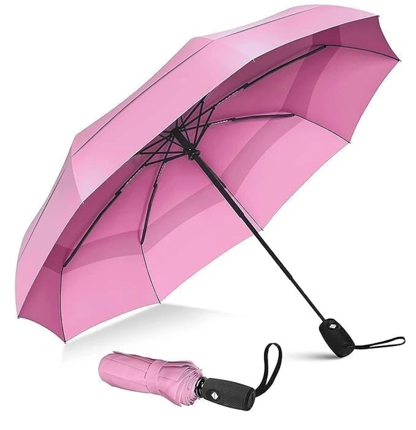 AUTOMATIC UMBRELLA,Mini Folding Windproof & Compact Umbrella, Portable 3 Fold Umbrella, Automatic Open Close for Rain and Sun Protection,Umbrellas for rain,Windproof Umberalla Large for Man,Women-Mix Color (1068)       - Pink