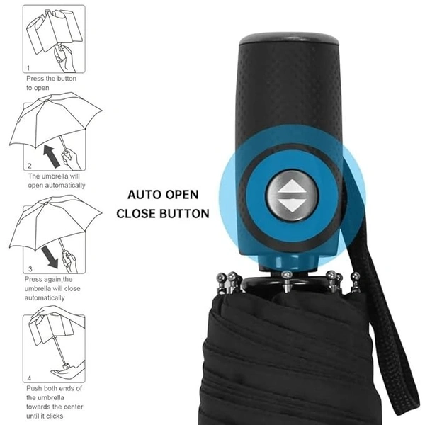AUTOMATIC UMBRELLA,Mini Folding Windproof & Compact Umbrella, Portable 3 Fold Umbrella, Automatic Open Close for Rain and Sun Protection,Umbrellas for rain,Windproof Umberalla Large for Man,Women-Mix Color (1068)       - Black