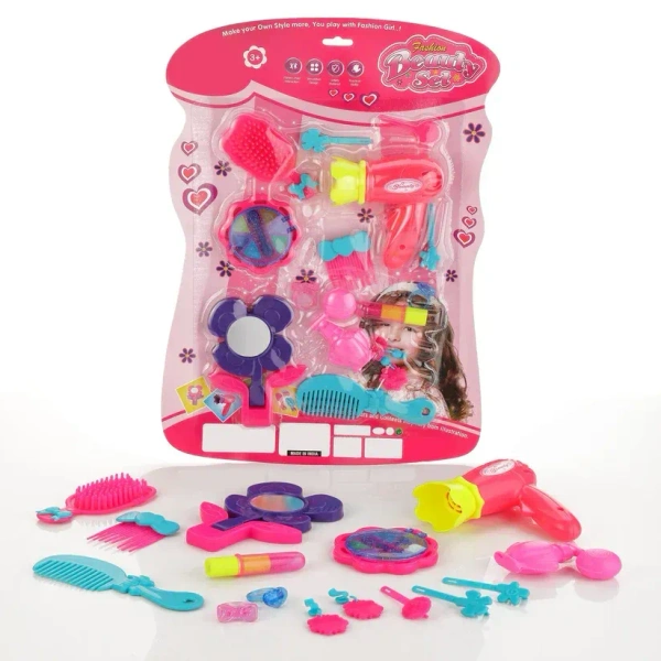 BEAUTY SET TOY CARD PACKING, Girl's Bring Along Beauty Suitcase – Multicolor Makeup Vanity Toy Set(2125)