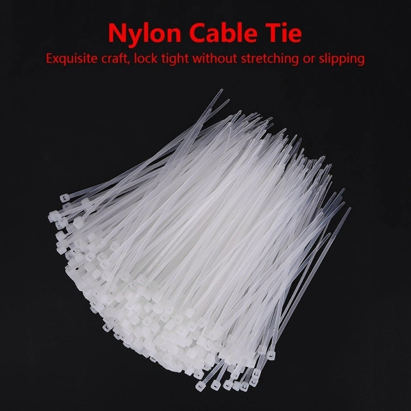 3*100 CABLE TIE, Nylon Cable Zip Ties 100pcs – 3x100mm White Self-Locking Wire Organizer for Home, Office & Industrial Use(2493)