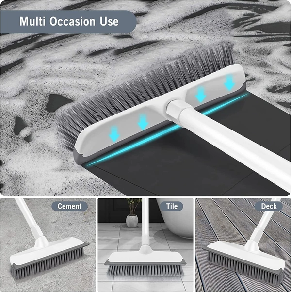 2IN1 TILE CLEANING BRUSH l White Bathroom Cleaning Brush with Wiper 2 in 1 Tiles Cleaning Brush