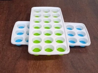21 Cavity Pop Up Ice Cube Trays-Easy Release, Flexible Silicone Bottom - Stackable, BPA Free, Food Grade - For Convenient Freezer Ice Making (2 Pc Set) (1580)