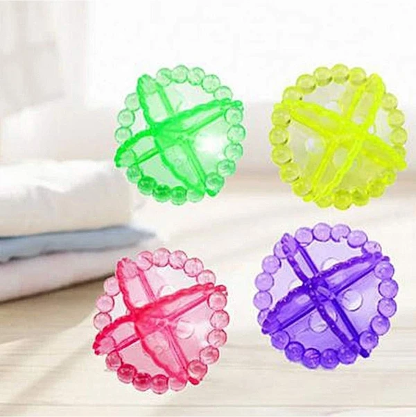 4PCS WASHING MACHINE BALL Washing Machine Dryer Cleaning Soften Clothes Wash Ball/Laundry Drying Plastic Balls Reusable Dryer Balls - Random Colors (Pack of 4)