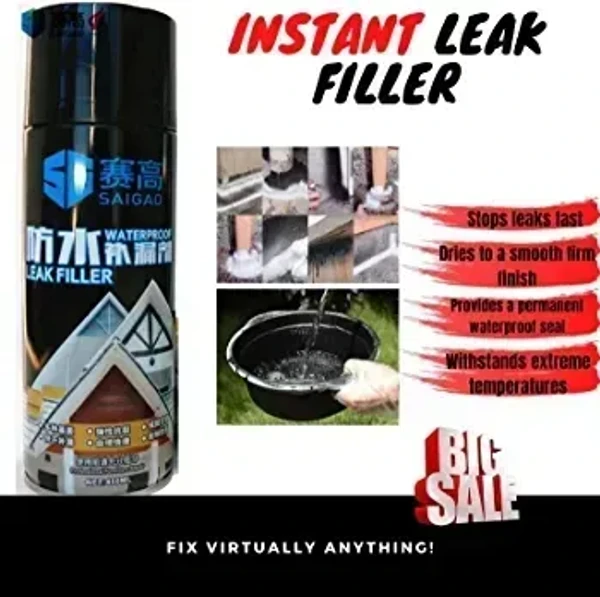 LEAK FILLER SPRAY 450ML Waterproof Leak Filler Spray | Rubber Flex Repair & Sealant Crack Hole Spray | Leak Proof Spray (Pack of 1, 450ml, Black)