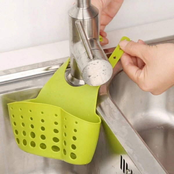 FAUCET CADDY l "Silicone Hanging Soap & Sponge Organizer for Faucet Sink – Bathroom & Kitchen with Draining Holes"