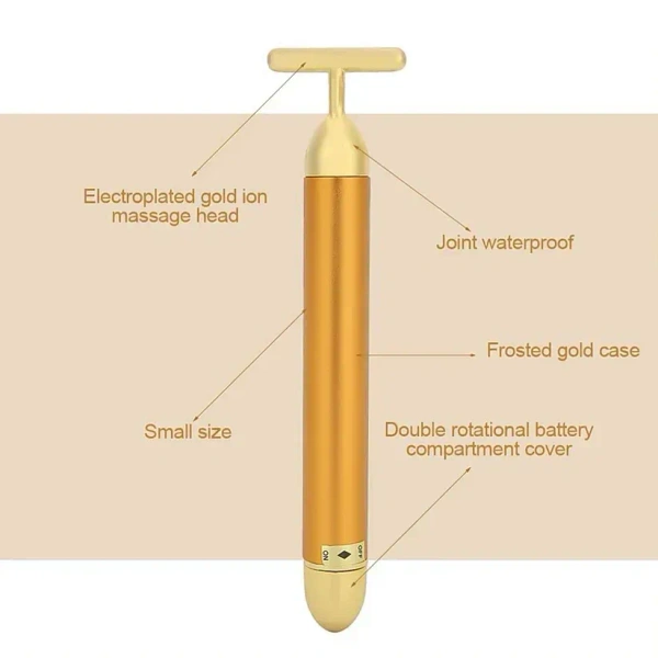 GOLDEN FACE MASSAGER, Vibrating Face Massage Beauty Bar – Rejuvenate Your Skin Effortlessly (2093) - golden