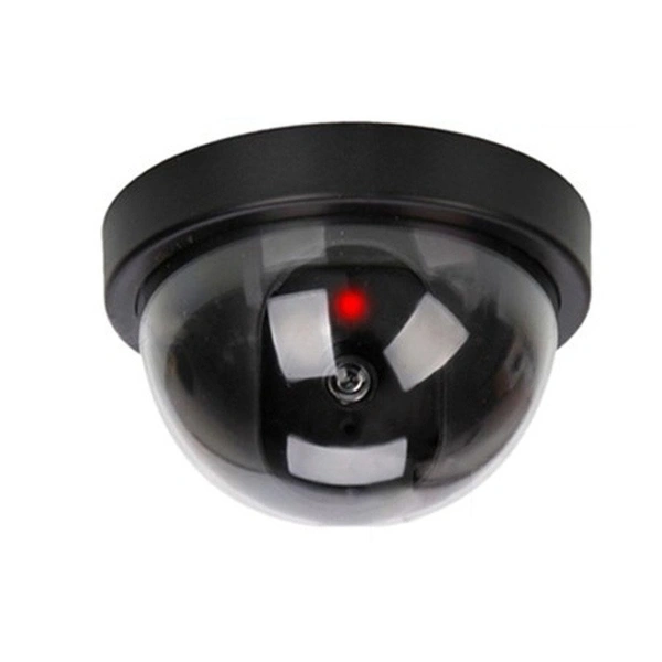 DUMMY CAMERA l Black Dome Fake Security Camera  Realistic Dummy CCTV with Flashing Red LED for Indoor & Outdoor Use (330) - Black