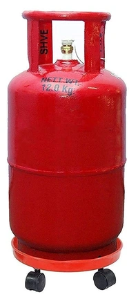 shop99 GAS CYLINDER TROLLY ROUND - "Heavy Quality Premium Plastic 360 Degree Rotate Multi Color Gas Trolley with Wheel" (213) - Red