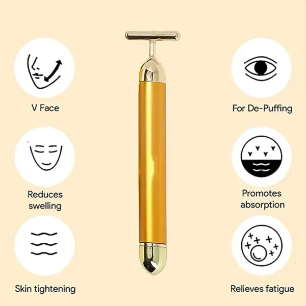 GOLDEN FACE MASSAGER, Vibrating Face Massage Beauty Bar – Rejuvenate Your Skin Effortlessly (2093) - golden