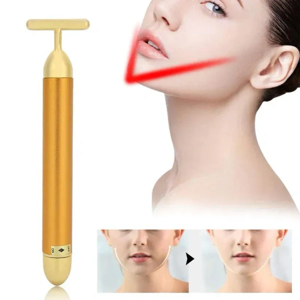 GOLDEN FACE MASSAGER, Vibrating Face Massage Beauty Bar – Rejuvenate Your Skin Effortlessly (2093) - golden