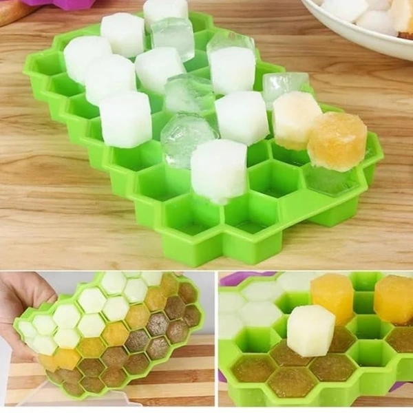 32 CAVITY ICE TRAY l Silicone Ice Cube Trays 32 Cavity- Flexible Stackable Mini Cocktail Whiskey Mold (2029) - Green