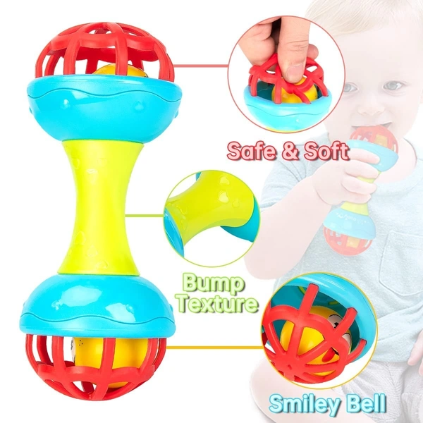 INNOVI TOY DUMBEL, Innovi Colorful Dumbbell Rattle Toy for Babies | Safe Non-Toxic Newborn & Toddler Rattle(936)
