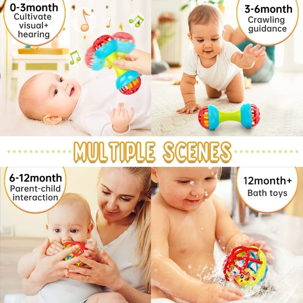 INNOVI TOY DUMBEL, Innovi Colorful Dumbbell Rattle Toy for Babies | Safe Non-Toxic Newborn & Toddler Rattle(936)