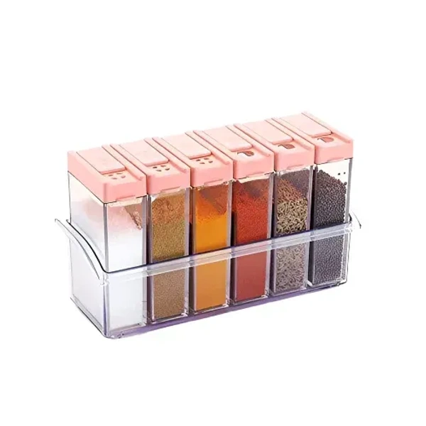 6PCS JAR SET l Plastic Spice Jars (6 pcs, 14x22x8cm, Multicolor)