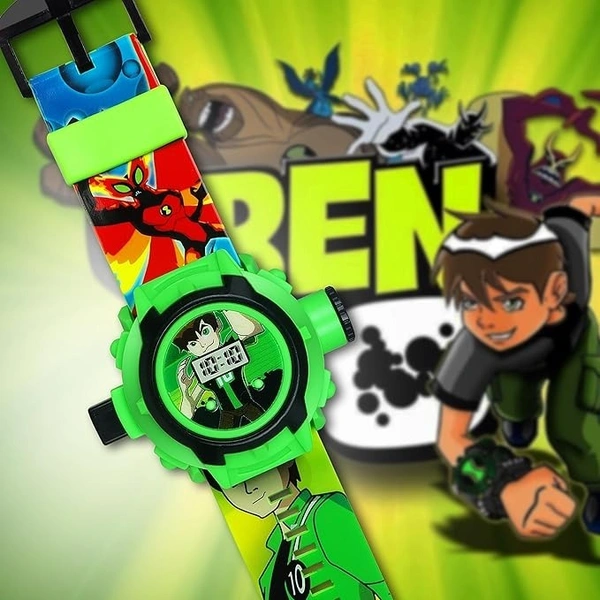 PROJECTOR WATCH, for Kids Kids Edition Spiderman/Barbie/Ben 10 / Marvel Avengers Digital Watch with 24 Image Projection (Boys & Girls)(736) - Ben10