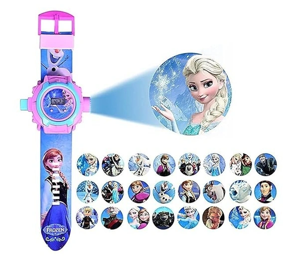 PROJECTOR WATCH, for Kids Kids Edition Spiderman/Barbie/Ben 10 / Marvel Avengers Digital Watch with 24 Image Projection (Boys & Girls)(736) - Frozen