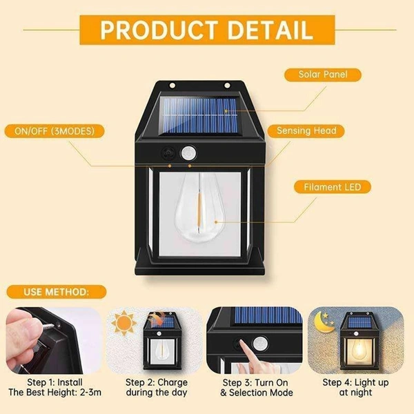 SOLAR WALL LAMP -  Outdoor Waterproof LED Wall Light" (1351)