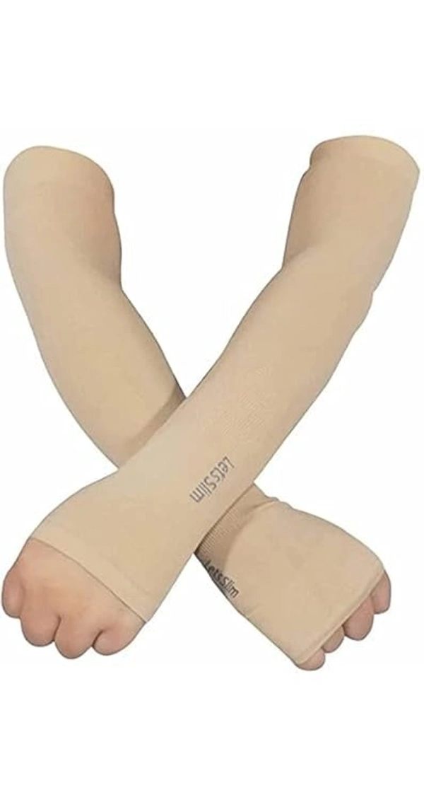 LETS SLIM HAND SLEEVS, Let’s Slim Hand Sleeves – UV Protection & Compression Fit(380) - Peach Cream