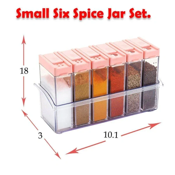 6PCS JAR SET l Plastic Spice Jars (6 pcs, 14x22x8cm, Multicolor)