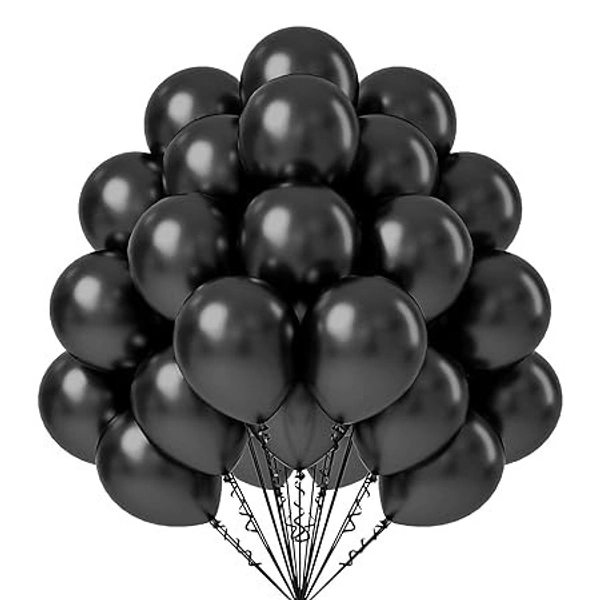 BIRTHDAY BALOONS, Metallic Color Shining Balloons For Birthday, Anniversary, Engagement, Baby Shower, Welcome Party & All Festivals(800) - Black, Pack of 20