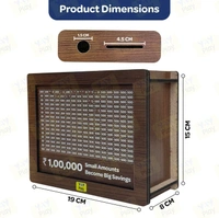 WOODEN PIGGY BANK l Money/Piggy Bank, Money Box, Coin Box with Carved Design for Kids/Children, Savings Challenge Box, Cashbox,Cash Vault Wooden Savings Box,Wooden Coin Piggy Bank (2053)
