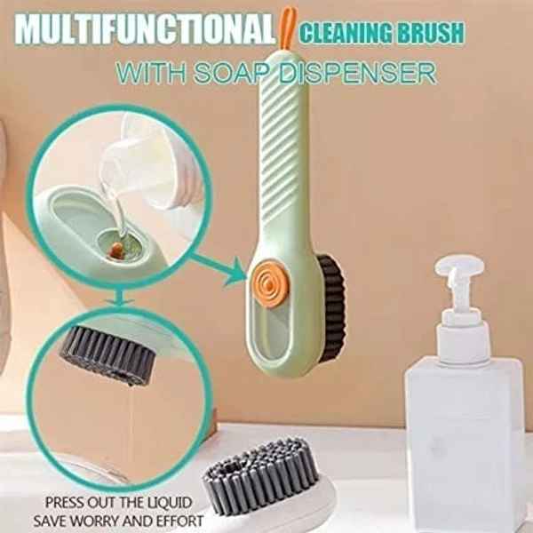 LIQUID DISPENSER BRUSH, Shoe Cleaning Brush with Soap Dispenser – Soft Bristle Scrub Brush for Shoes, Clothes & Household Cleaning