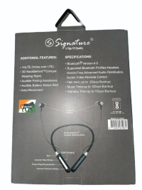NECKBAND SIGNATURE, Signature Mix Model Neckband – Wireless Bluetooth Earphones with Long Battery Backup (Random Model)(2355)