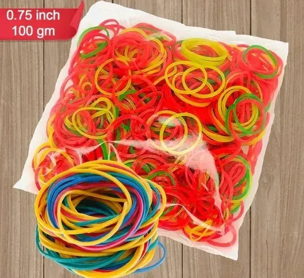 0.75 INCH NYLON RUBBER 100G, Multicolor Rubber Bands (Elastic & Reusable, Office & Home), Hair accessories 0.75 inch (2377)