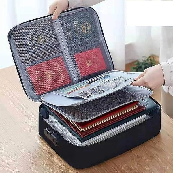 DOCUMENT ORGANIZER BAG - "Multilayer Waterproof Document Organizer Bag with Lock - Safeguard Your Important Documents in Style" (1822)