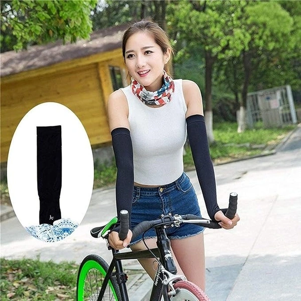 PRO RIDER HAND SLEEVES, Pro-Rider Cooling Arm Sleeves for Men, Women & Teenagers UV Sun Protection Hand Sleeves with Thumb Breathable (1869) - Black