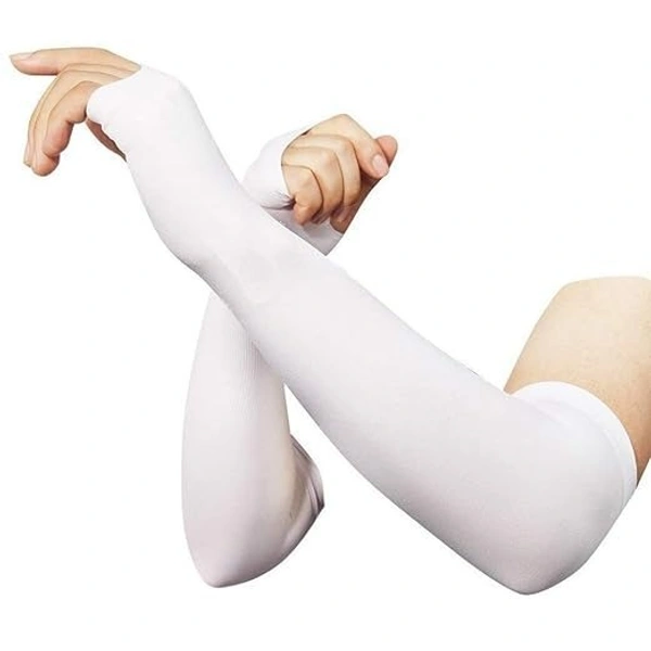 PRO RIDER HAND SLEEVES, Pro-Rider Cooling Arm Sleeves for Men, Women & Teenagers UV Sun Protection Hand Sleeves with Thumb Breathable (1869) - White, Pack of 1 Pair