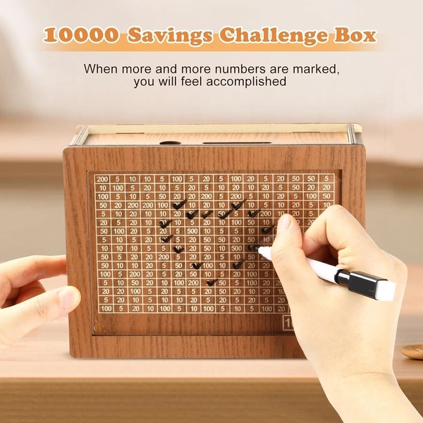 WOODEN PIGGY BANK l Money/Piggy Bank, Money Box, Coin Box with Carved Design for Kids/Children, Savings Challenge Box, Cashbox,Cash Vault Wooden Savings Box,Wooden Coin Piggy Bank