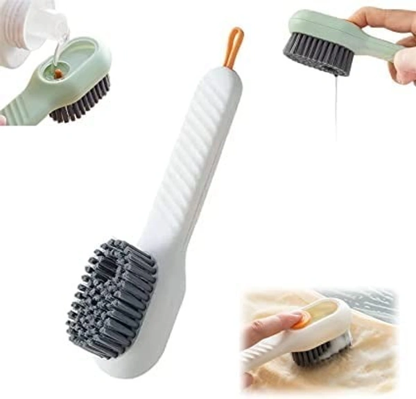 LIQUID DISPENSER BRUSH, Shoe Cleaning Brush with Soap Dispenser – Soft Bristle Scrub Brush for Shoes, Clothes & Household Cleaning