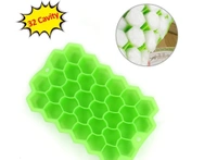 32 CAVITY ICE TRAY l Silicone Ice Cube Trays 32 Cavity- Flexible Stackable Mini Cocktail Whiskey Mold (2029) - Green