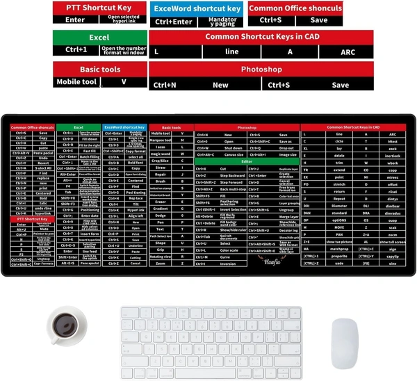 SHOP99 SHORTCUT KEYBOARD PAD - "Anti-Slip Keyboard Pad with Office Software Shortcuts" (1789) - 80*30 CM